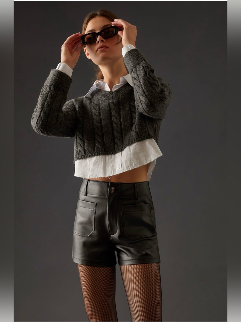 Anthropologie Maeve Colette Faux-Leather High-Rise Shorts